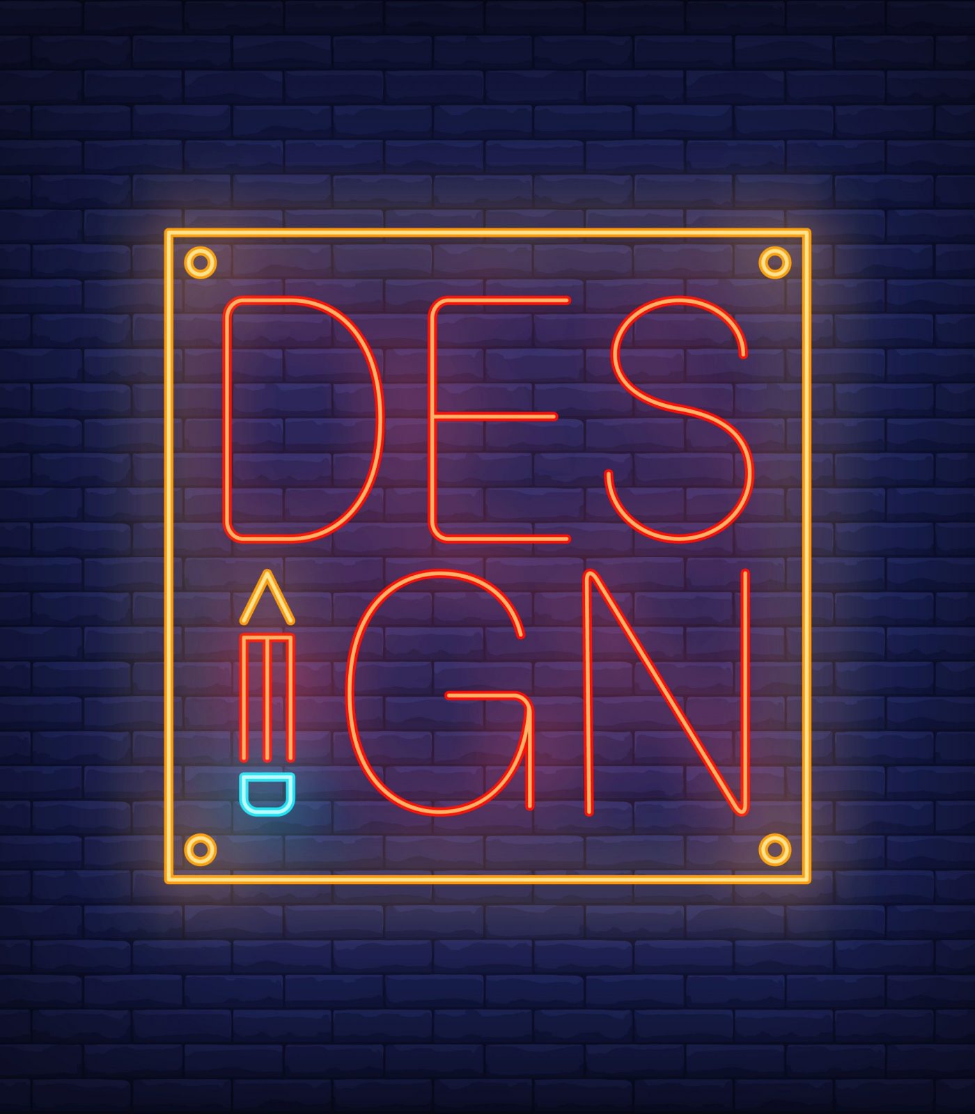 Design neon lettering on tablet. Advertisement design. Night bright neon sign, colorful billboard, light banner. Vector illustration in neon style.