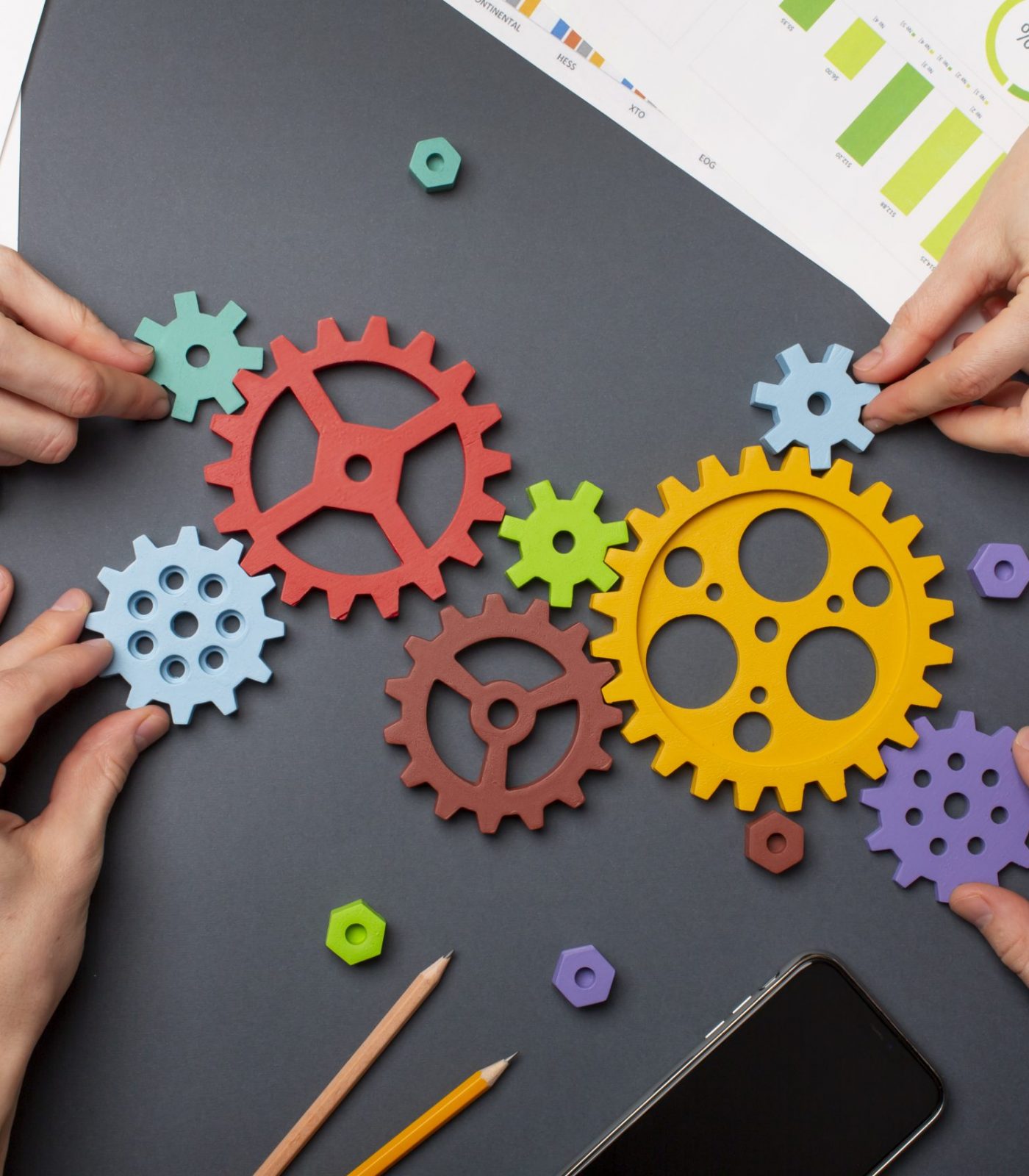 still-life-business-roles-with-various-mechanism-pieces